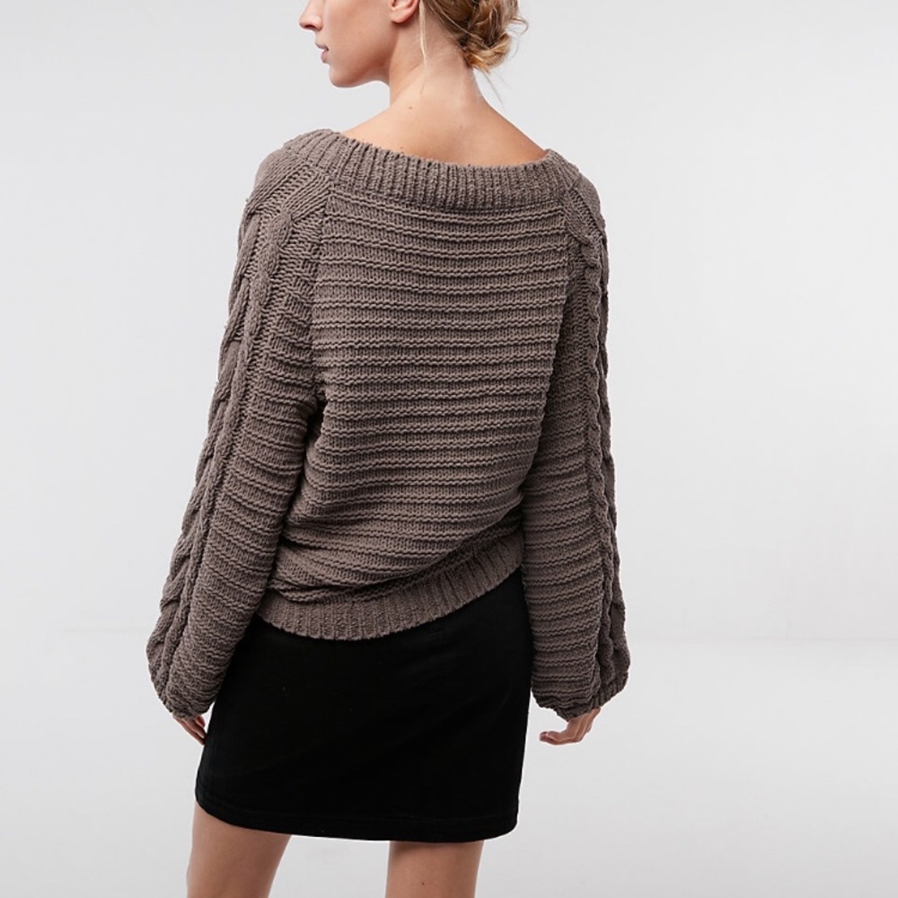 Chenille boatneck balloon sleeve sweater - Picture 3 of 5